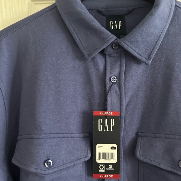 New Gap Men’s Blue Long Sleeve Knit Button Down Shirt, Size X-Large - Picture 3 of 9